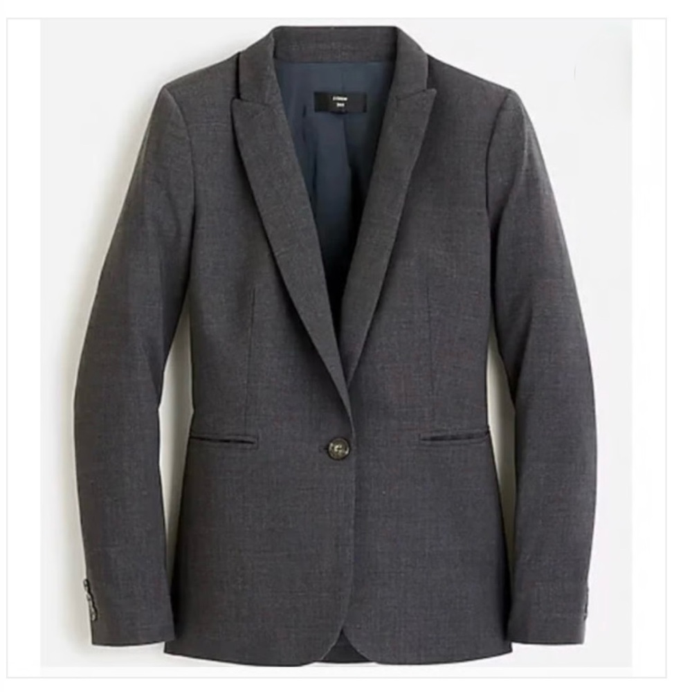 NWT J. Crew Parke Blazer Italian Bi Stretch Wool Heather Coal Grey Size 4